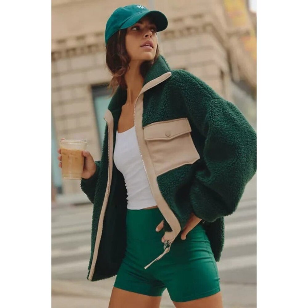NEW Varley Size L Women's Lowell Sherpa Fleece Jacket - Pine Grove